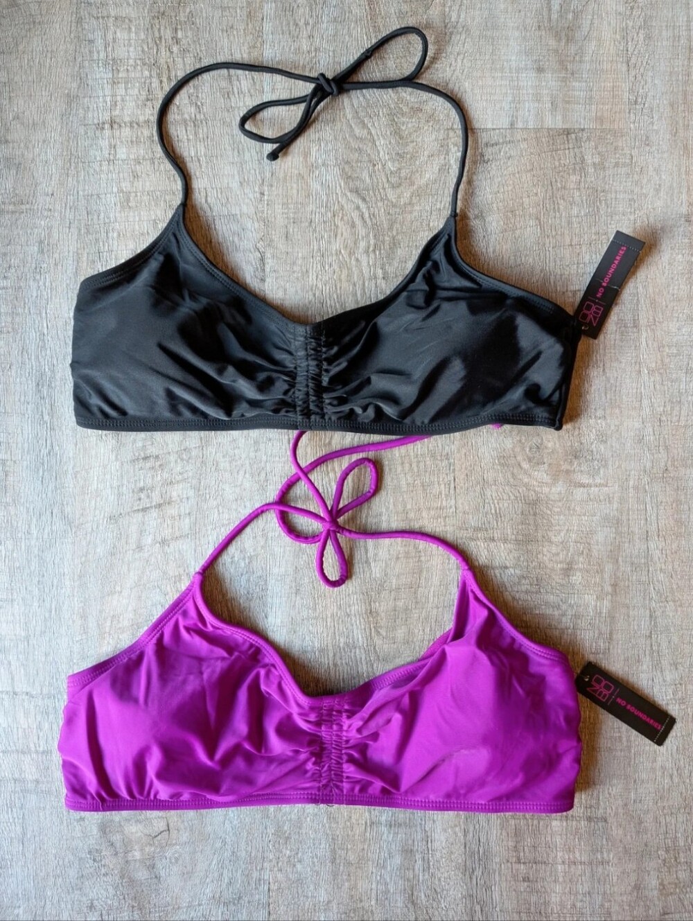 NWT No Boundaries Black and Purple Bikini Top Bundle - Size XL